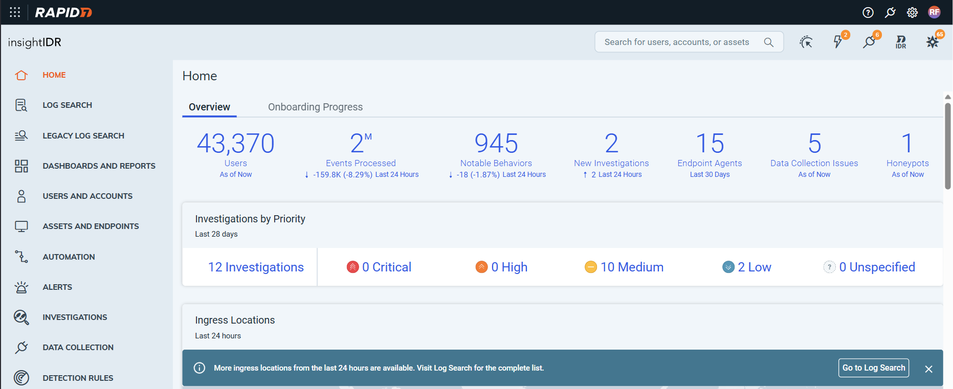 InsightIDR Homepage
